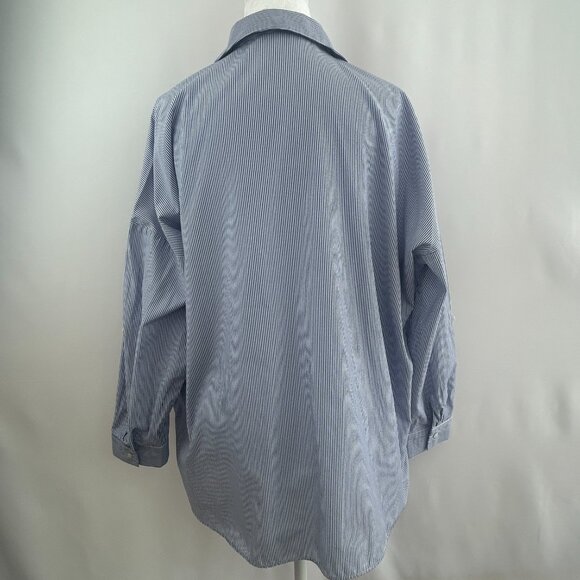 Zara Preppy Varsity Blue Pinstripe shirt – Women’s Medium M - Picture 6 of 13